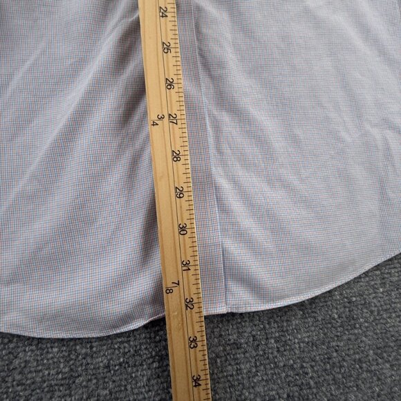 Brooks Brothers Orange Blue Check Non Iron Button Up Long Sleeve 17 34 Regent - Picture 4 of 13